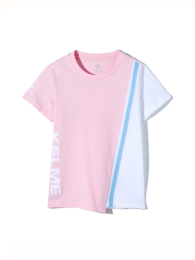 Детская футболка KELME Girls Short Sleeve T-Shirt (Light Pink/White)