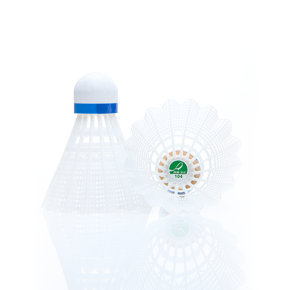 Воланы для бадминтона DOUBLE FISH JINQUE 104w ( нейлон),  уп.6 шт, сред.скор., белый