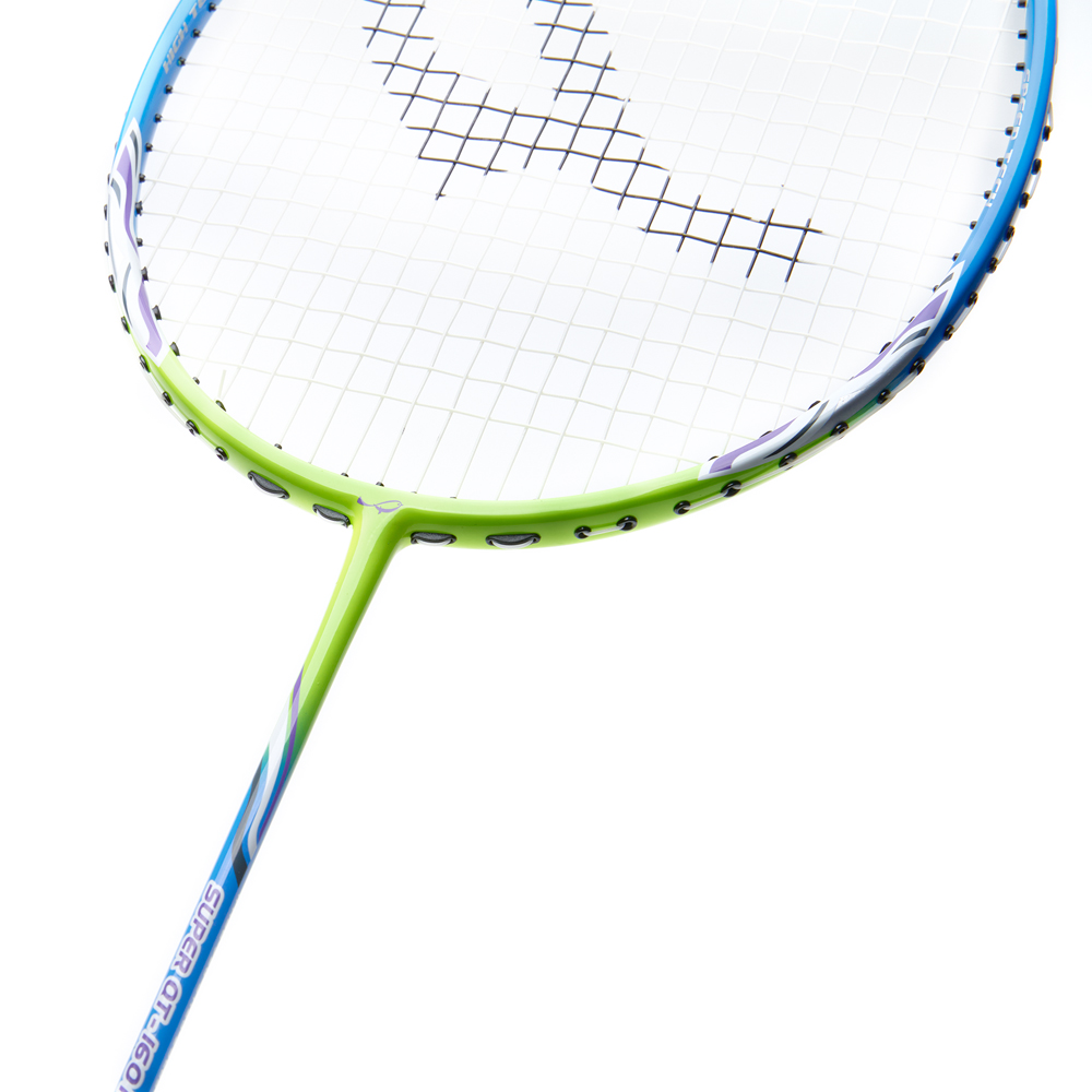 Ракетка для бадм. DOUBLE FISH JINQUE QT-1601, для продвинутых,карбон со струнами,литая,голубой
