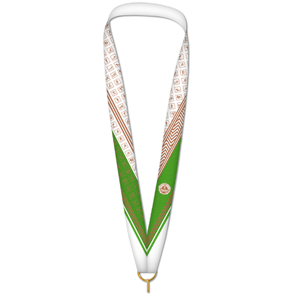 Лента для медали бело-зеленая знак ГТО (1-сторонняя, 25 мм)