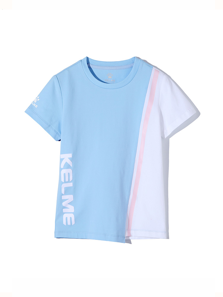 Детская футболка KELME Girls Short Sleeve T-Shirt (Light Blue/White)