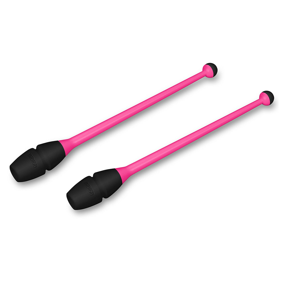 Булавы для худ. гимнастики INDIGO, IN019-PB, 45 см, пластик, каучук, в компл. 2шт, розово-черный