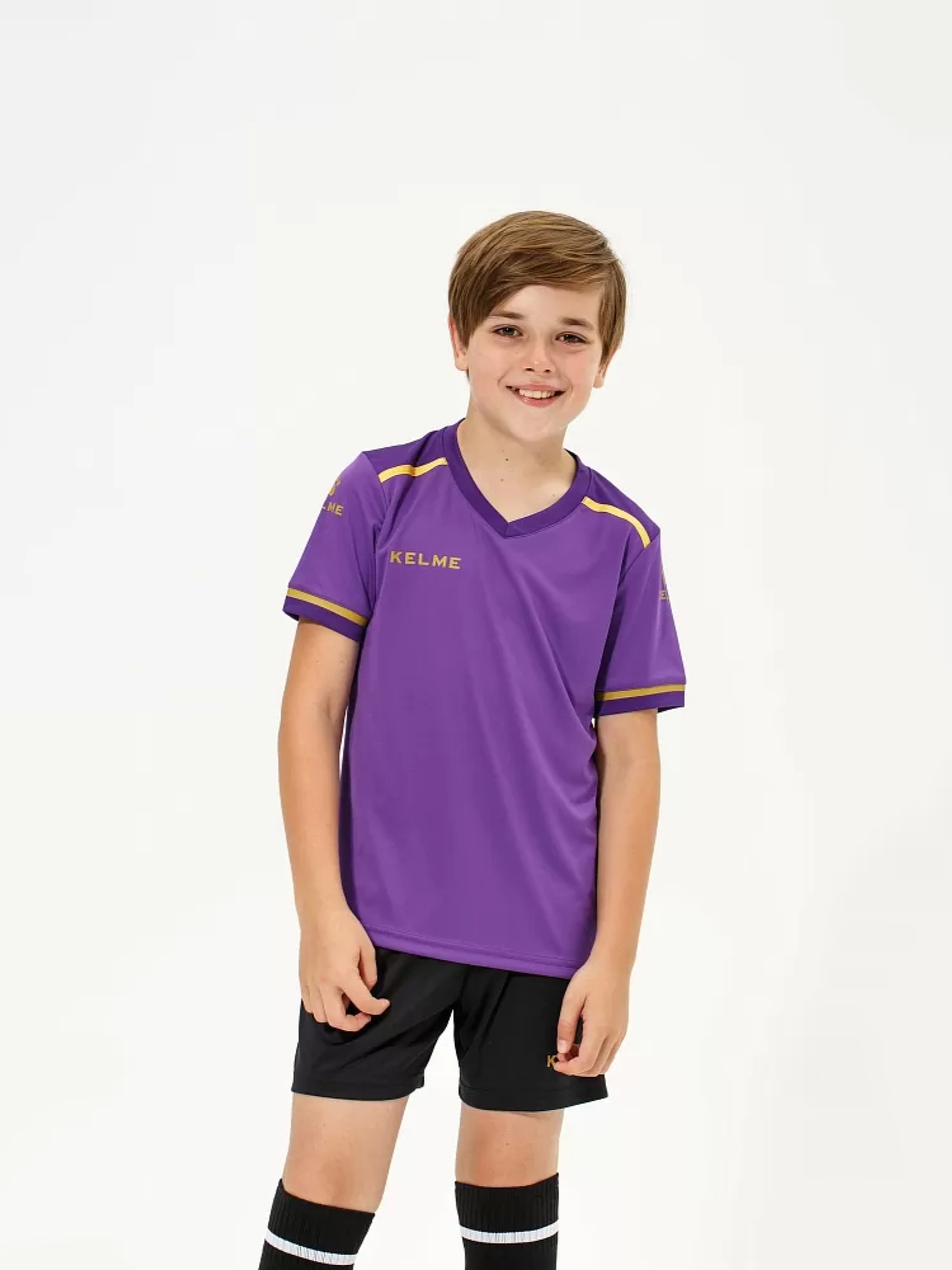 Детская футбольная форма KELME S/S Football Set Kid (Light Purple/Black)