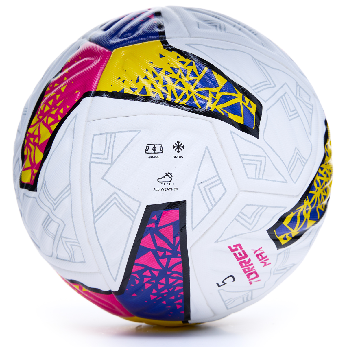 Мяч футб. TORRES MAX, F323425, р.5, ПУ, 4 сл, 12 п, термосшивка, белый-мультиколор