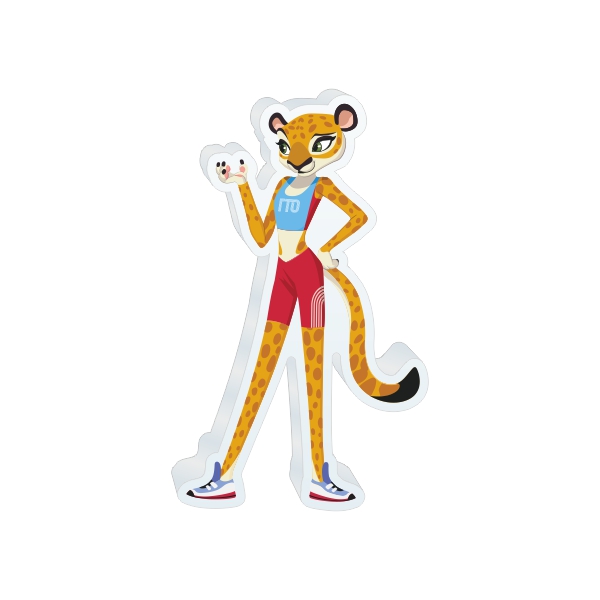 Значок из акрила под оптической смолой "Леопард Вика" (20х40 мм)