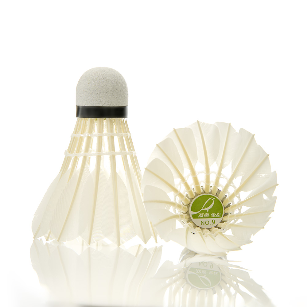 Воланы для бадминтона DOUBLE FISH JINQUE 09 (перо),уп.12 шт.сред.скор., белый