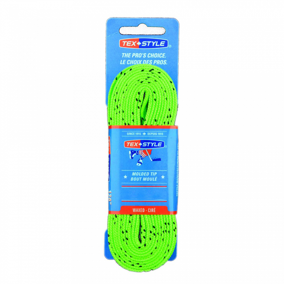 Шнурки для коньков Texstyle с пропиткой, 1810MT-244, полиэстер, 244см, лайм