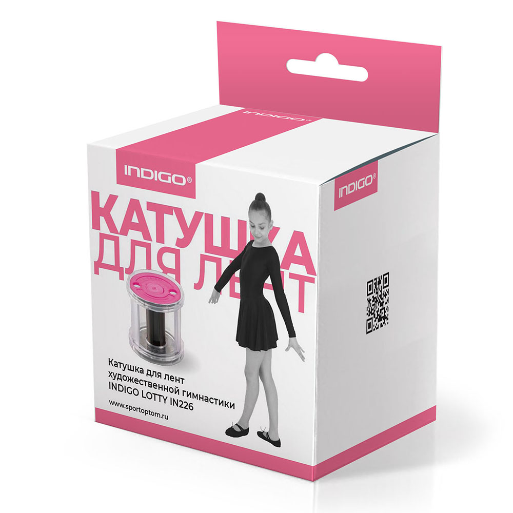 Катушка для лент художественной гимнастики INDIGO LOTTY, IN226-BKP, 8см*8,5см, черно-розовый