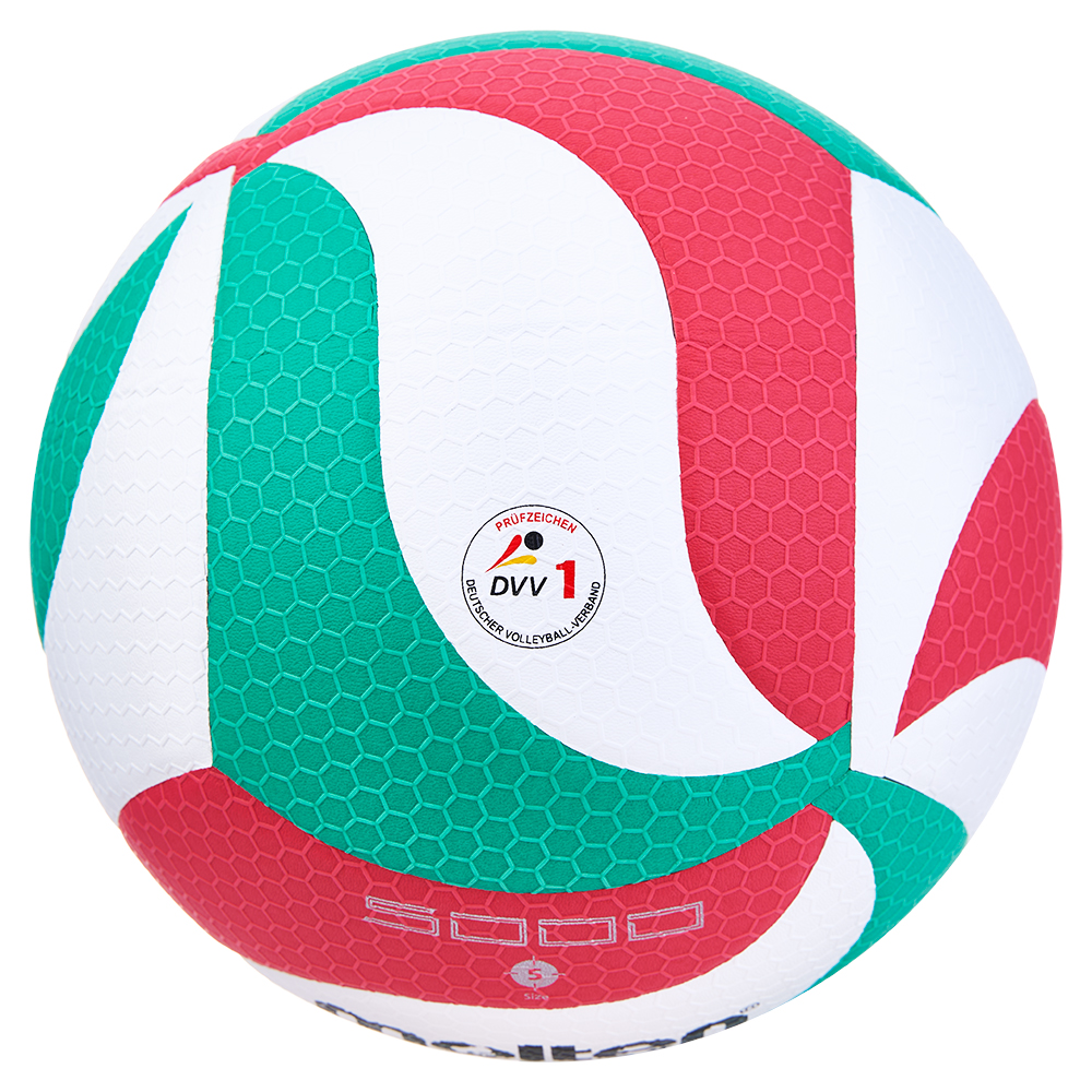 Мяч вол. MOLTEN V5M5000-DE р. 5, FIVB Approved, 18 панелей, ПУ Microfiber,клеен, бел.-кр.-зел.