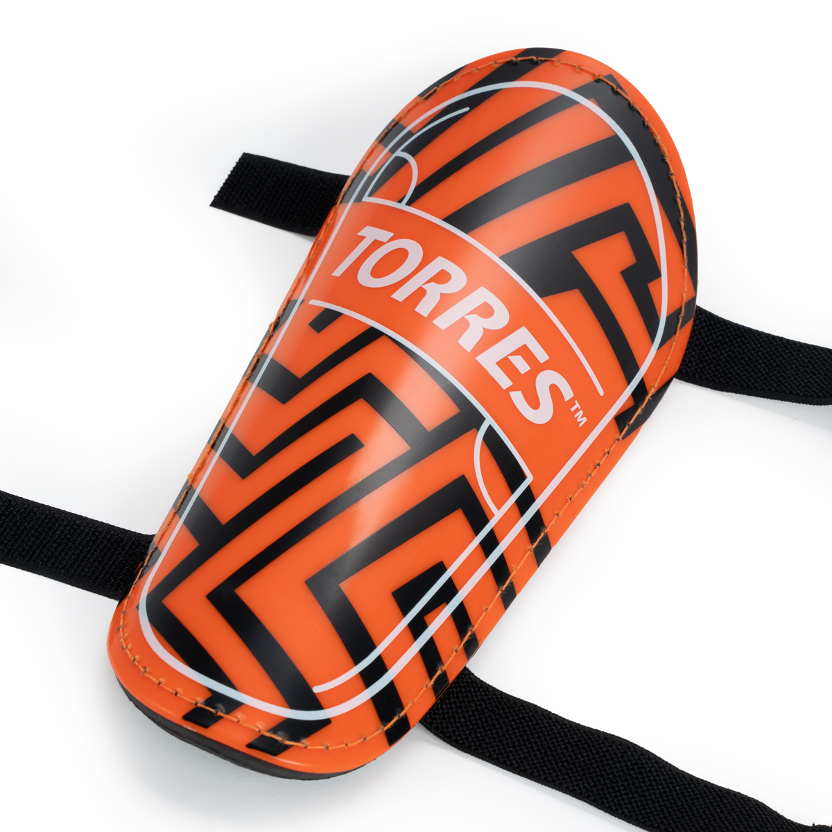 Щитки футбольные TORRES Club, FS2307L, р. L, без голеностопа, две заст. на лип, оранжево-черный