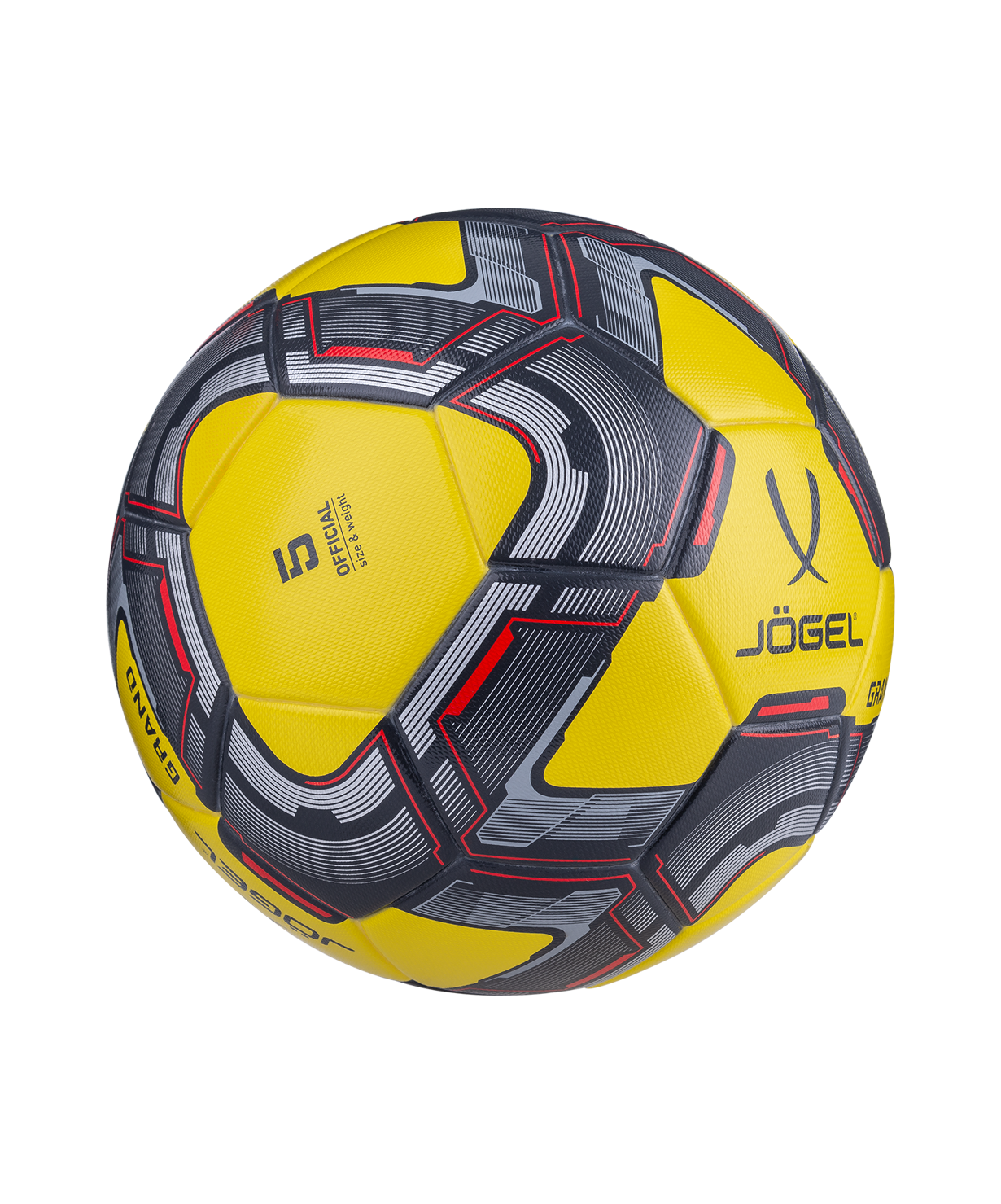 Мяч футбольный JOGEL Grand №5, желтый/серый/красный, размер 5