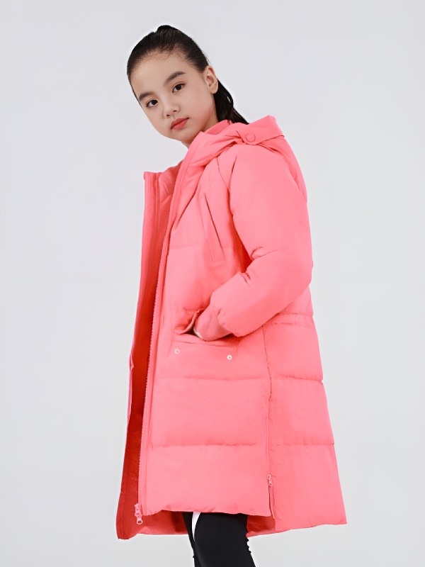 Детский пуховик KELME Girl's Mid-Length Down Jacket Pink