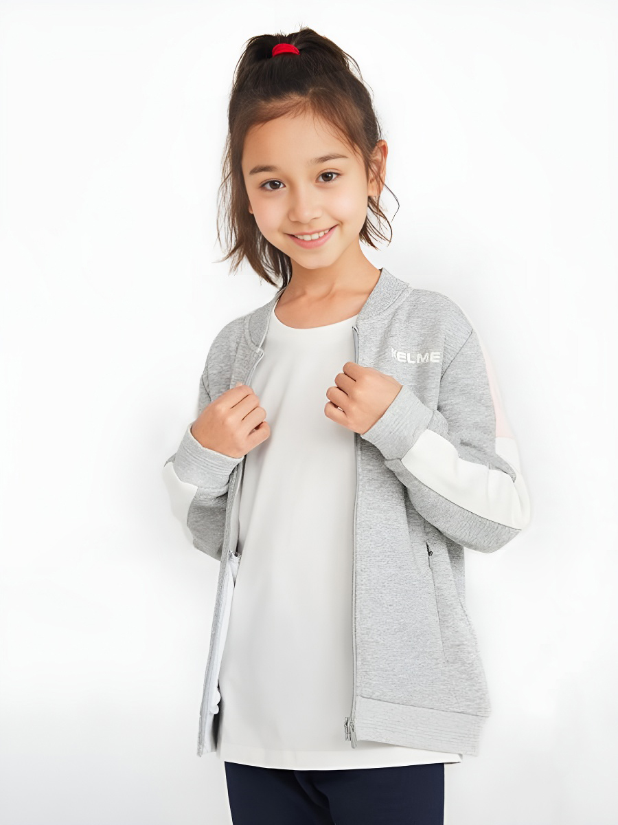 Детский бомбер KELME Cardigan Sweater For Girls Grey