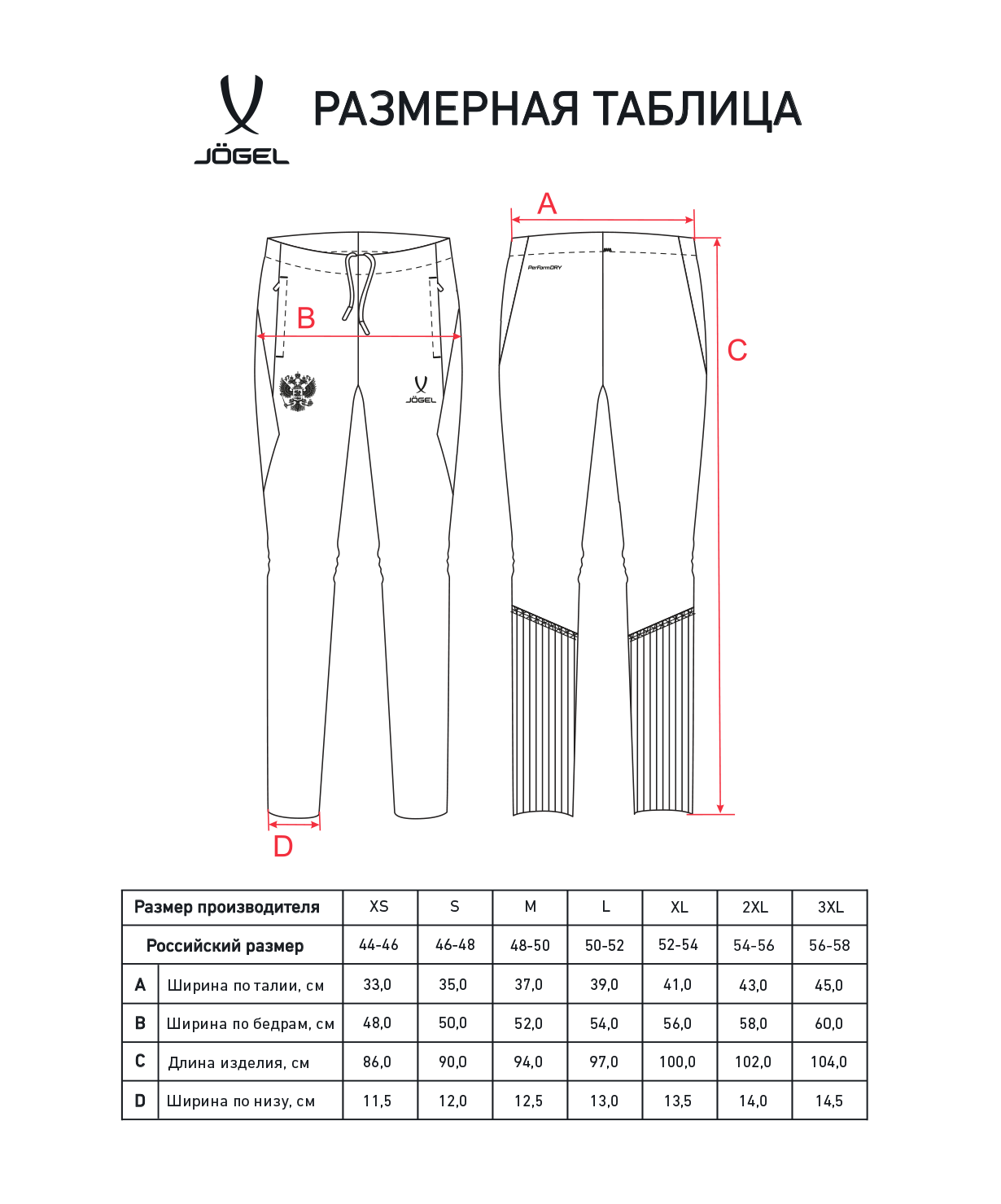 Брюки тренировочные JOGEL NATIONAL PerFormDRY Training Pants, темно-синий, размер L