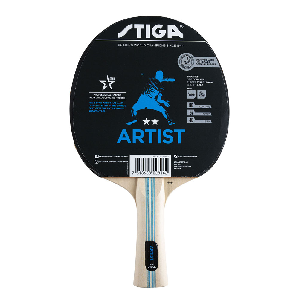 Ракетка для н/т Stiga Artist WRB ACS, 1212-6218-01, для начин., нак. 2 мм ITTF, конич. ручка