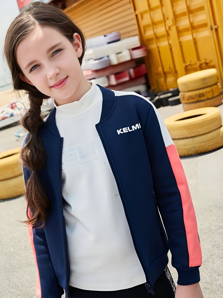 Детский бомбер KELME Cardigan Sweater For Girls Dark Blue