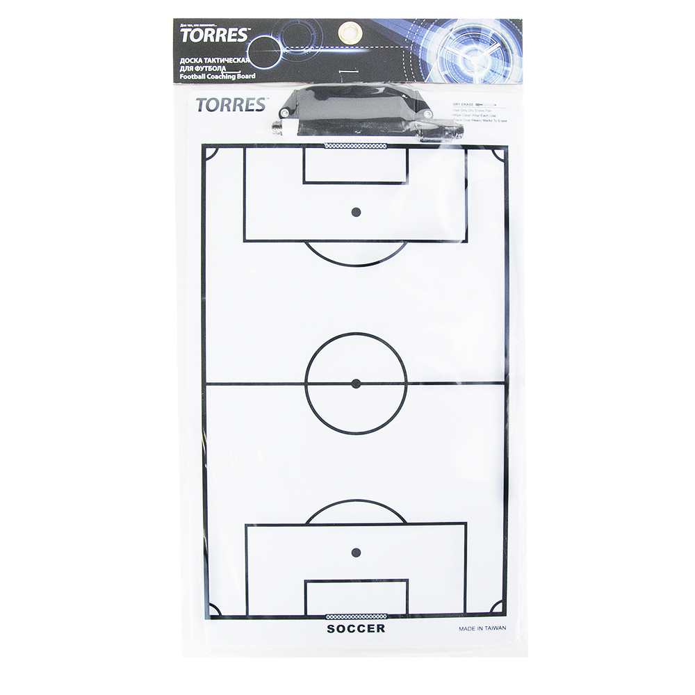 Такт. доска для футб. TORRES, TR1002S, маркерная, с зажимом, в компл. маркер, белая