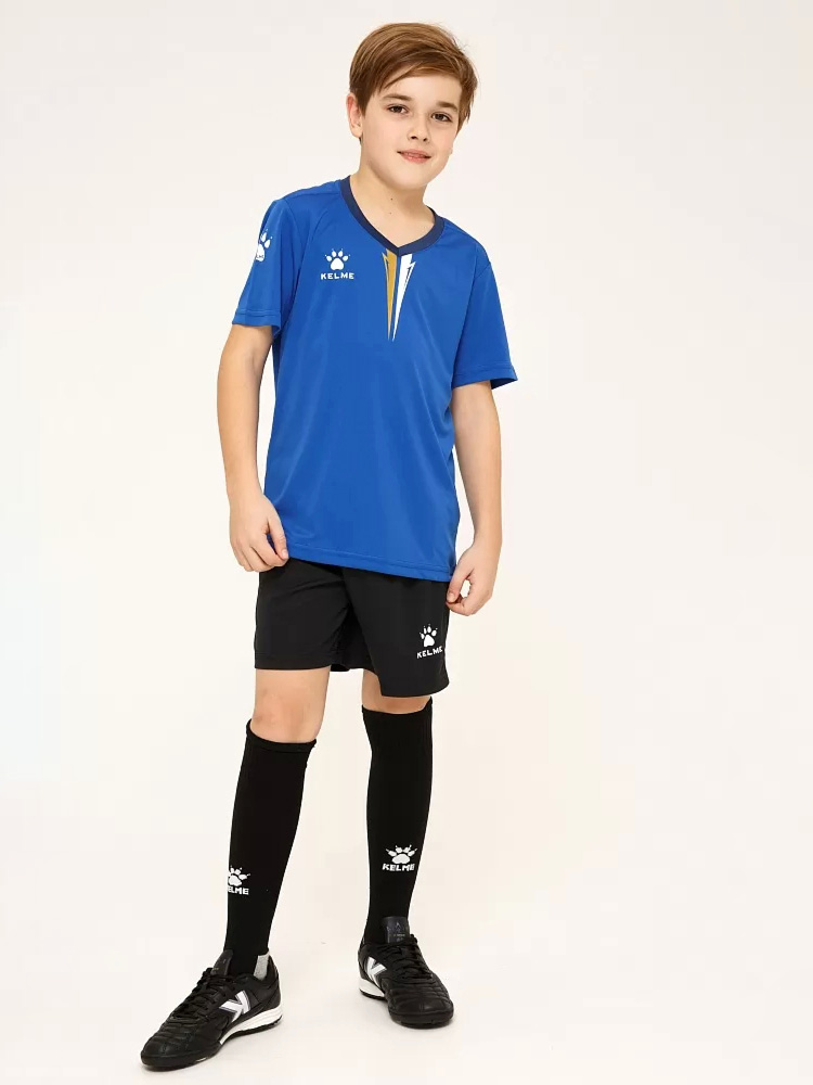 Детская футбольная форма KELME S/S Football Set Kid (Blue/Black)