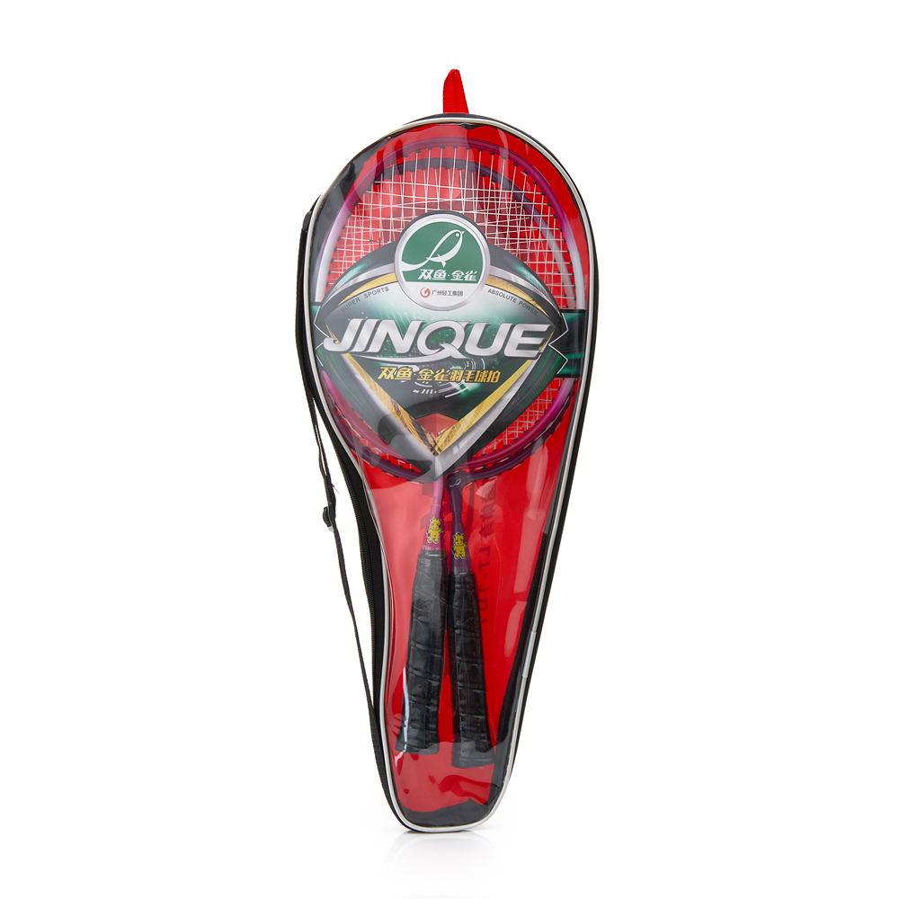 Набор для бадм. DOUBLE FISH JINQUE LT-101 детск, для начинающ.,дл.450мм,стал.стерж,алюм.обод, малин/