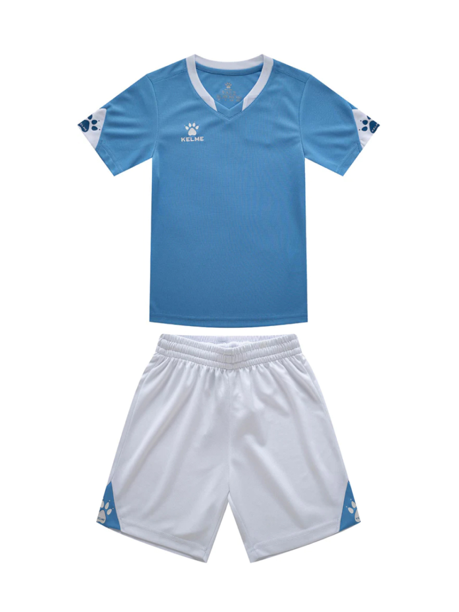 Детская футбольная форма KELME Short Sleeve Football Uniform (Light Blue/White)