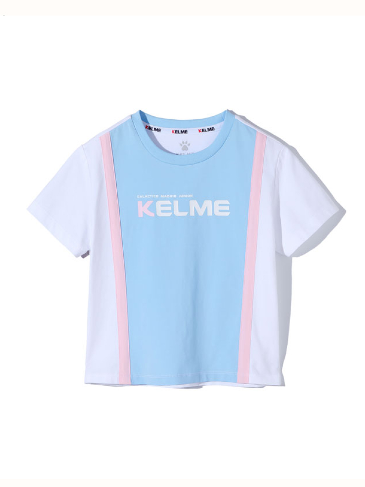 Детская футболка KELME Girls Short Sleeve T-Shirt (White/Light Blue)