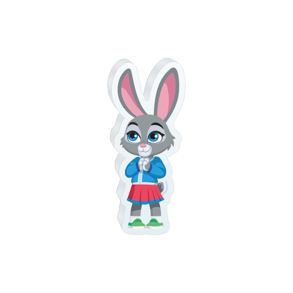 Значок из акрила под оптической смолой "Зайка Лиза" (20х40 мм)