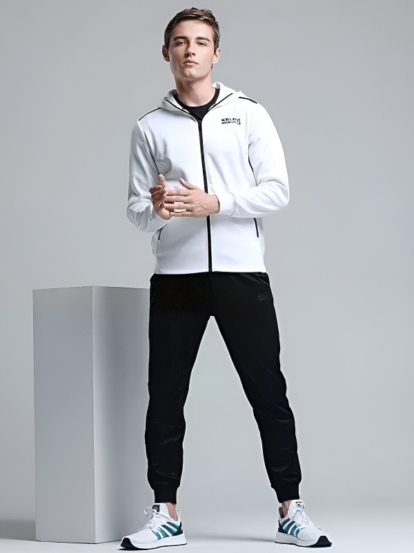 Спортивный костюм KELME Men's Hooded Knitted Jacket Suit (White/Black)