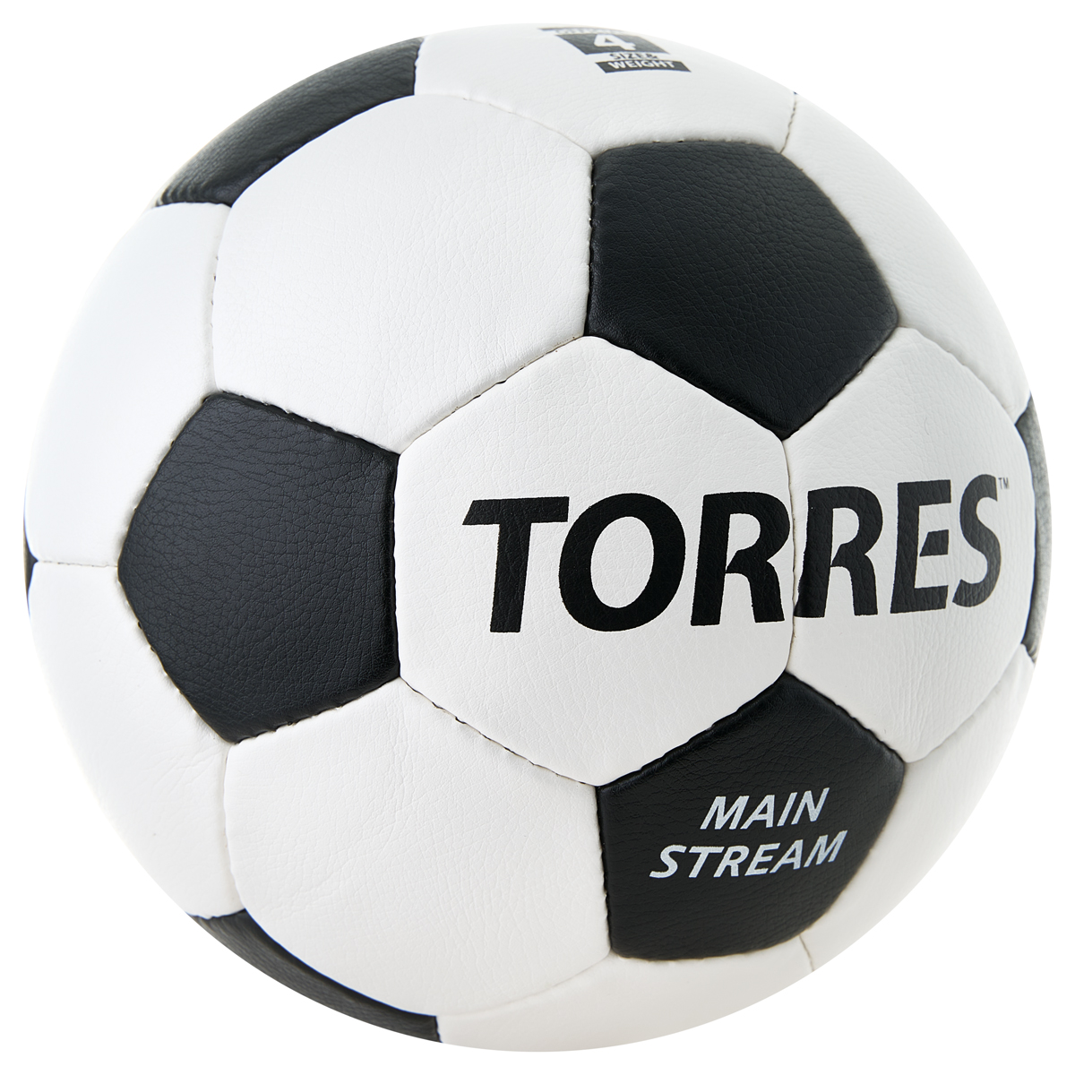 Мяч футб. TORRES Main Stream, F30184,р.4, 32 пан. ПУ, 4 под. слоя, руч. сшив., бело-черный
