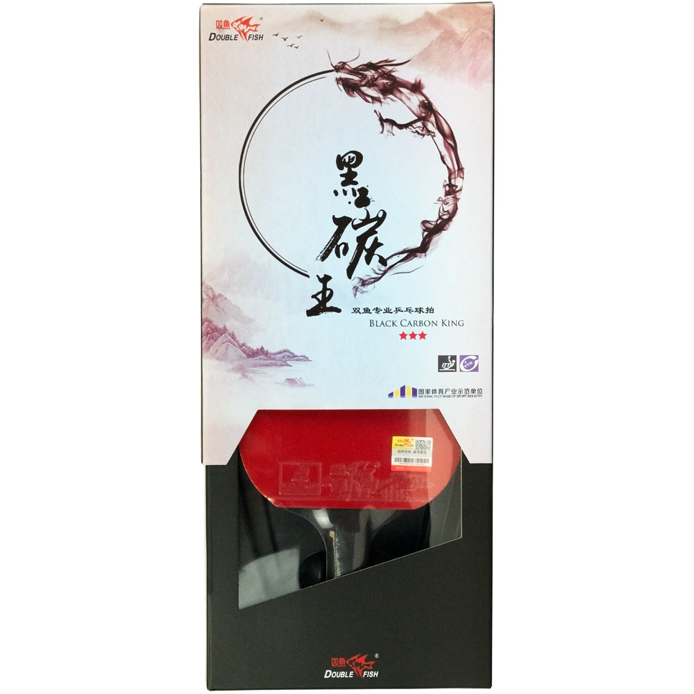 Ракетка для н/т DOUBLE FISH Black Carbon King Racket 3***, для професс.,ITTF Appr.,накл.2,1,мм