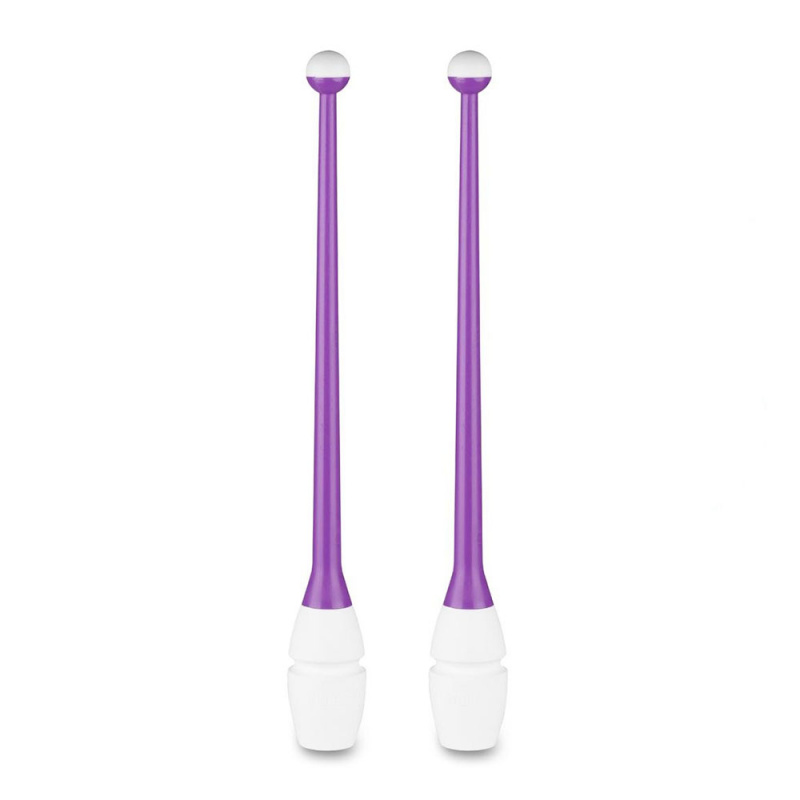 Булавы для худ. гимнастики INDIGO, IN017-VW, 36 см, пластик, каучук, в компл. 2шт, фиолетово-бел