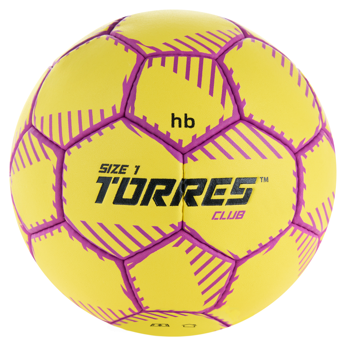 Мяч ганд. TORRES Club, H32431, р.1, ПУ, 5 подкл. слоев, руч. сшивка, желтый