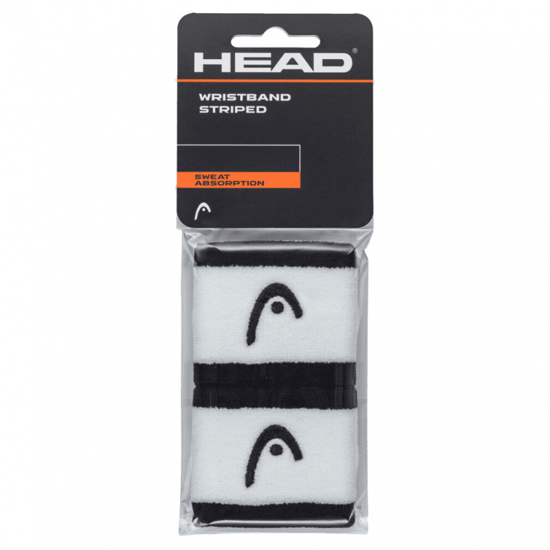 Напульсники HEAD 2,5" stripped, 285864-BKWH, ширина 7см, 90% нейлон, 10% эластан, пара, бело-черный