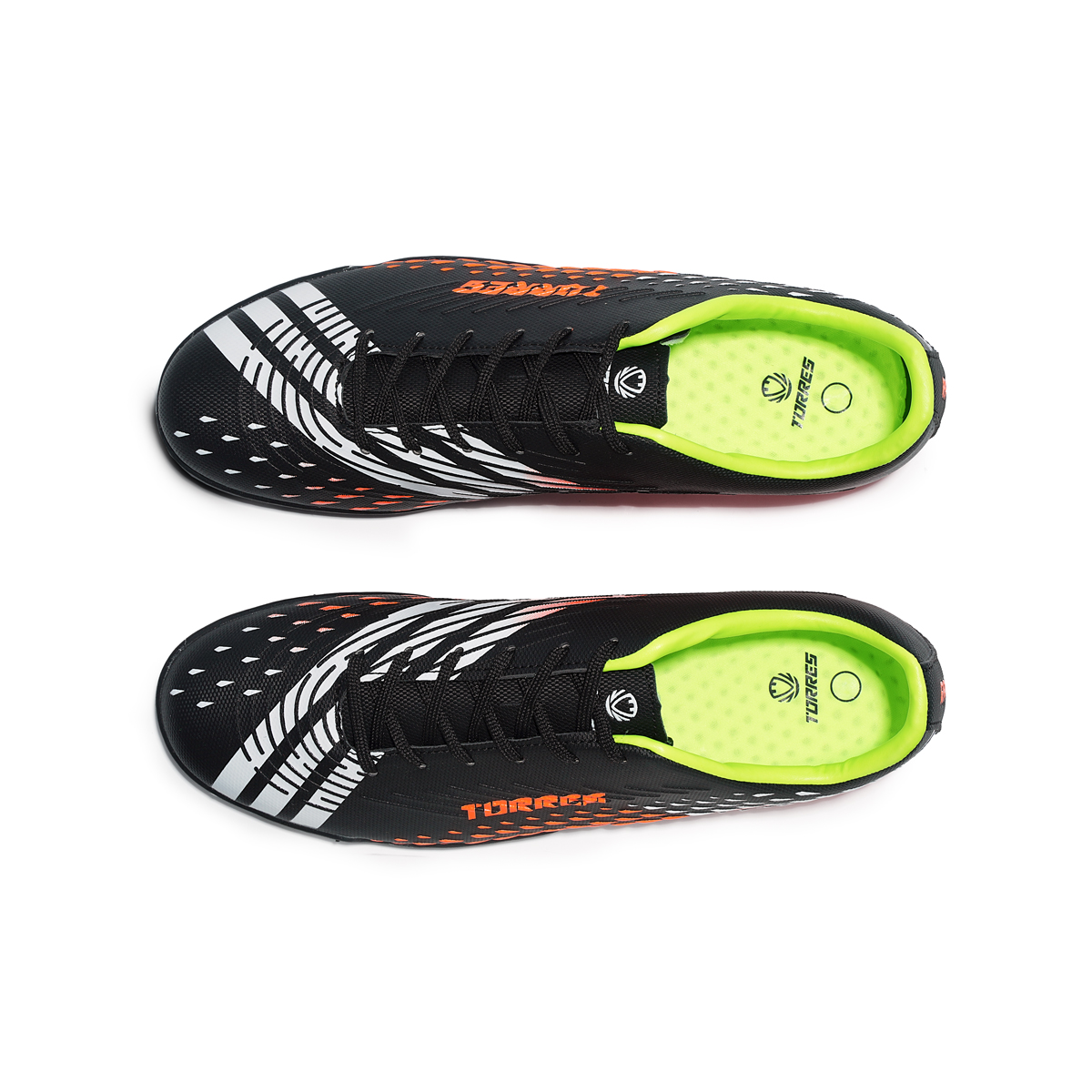 Бутсы зальные TORRES RAYO-J подростковые, TS134234-124-35, р.35, резина,ПУ,текстиль, чёрно-оранжевый