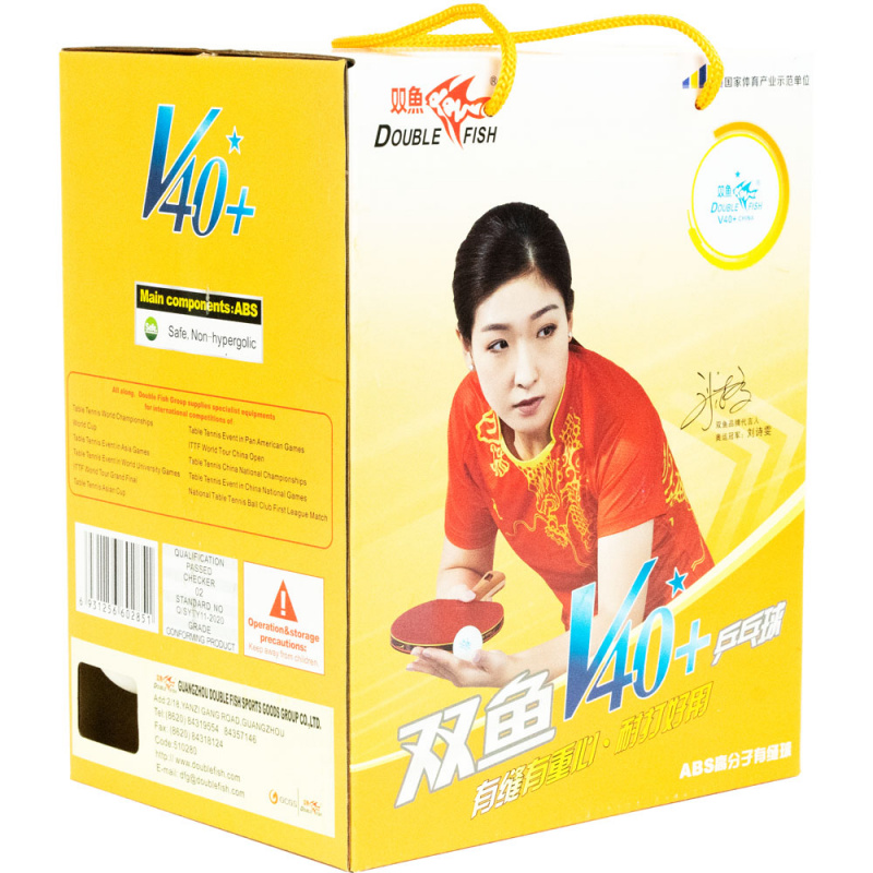 Мяч для наст. тенниса DOUBLE FISH 1* Ball, арт. V40+1, диам. V40+мм,плаcтик,упак.100 шт,белый