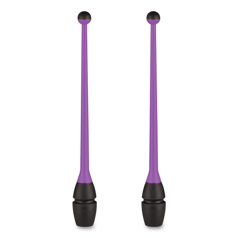 Булавы для худ. гимнастики INDIGO, IN019-VB, 45 см, пластик, каучук, в компл. 2шт, фиолет-черный