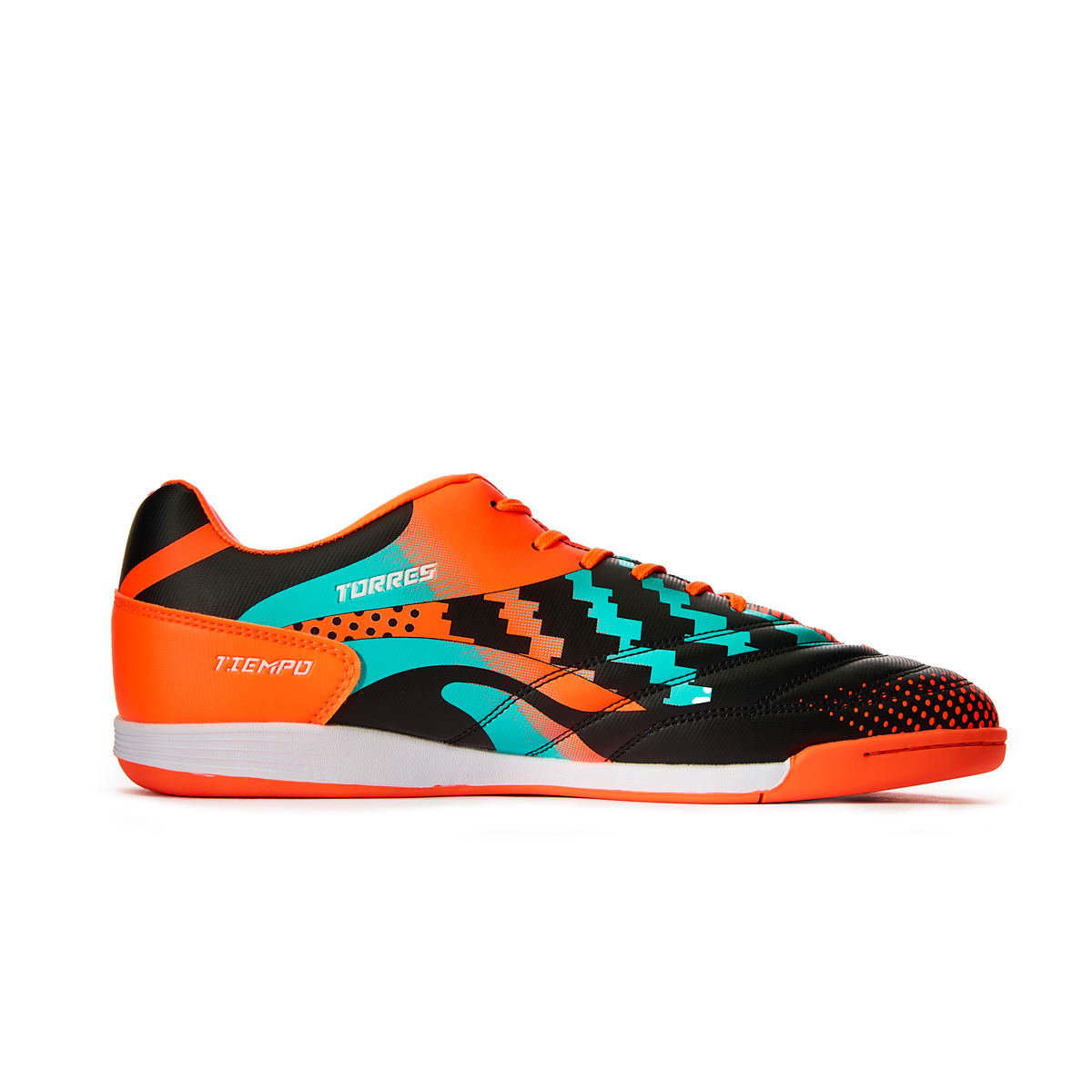 Бутсы зальные TORRES TIEMPO, TS134236-417-39, р.39, резина,ПУ,текстиль, оранжево-бирюзовый