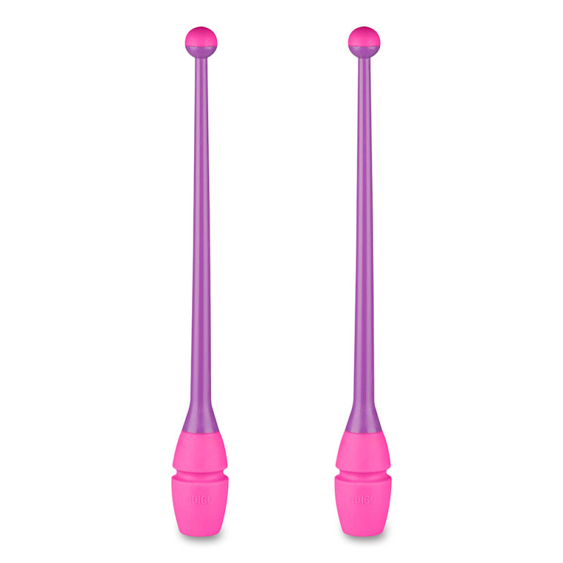 Булавы для худ. гимнастики INDIGO, IN017-VP, 36 см, пластик, каучук, в компл. 2шт, фиолетово-розовый