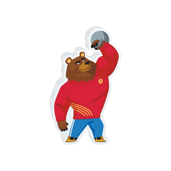 Значок из акрила под оптической смолой "Медведь Потап" (20х40 мм)