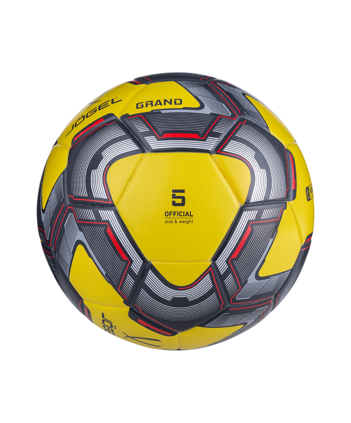 Мяч футбольный JOGEL Grand №5, желтый/серый/красный, размер 5