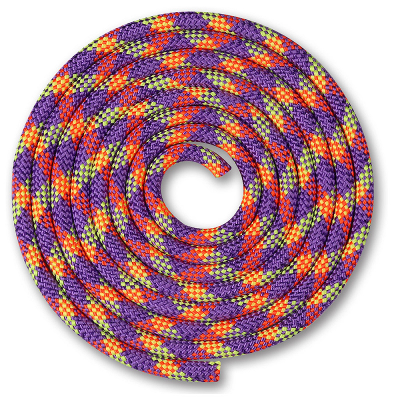 Скакалка гимнастическая INDIGO, SM-360-VCL (MLT 1), утяжел-я, 180г,длина 3м, шнур, фиол-коралл-лимон