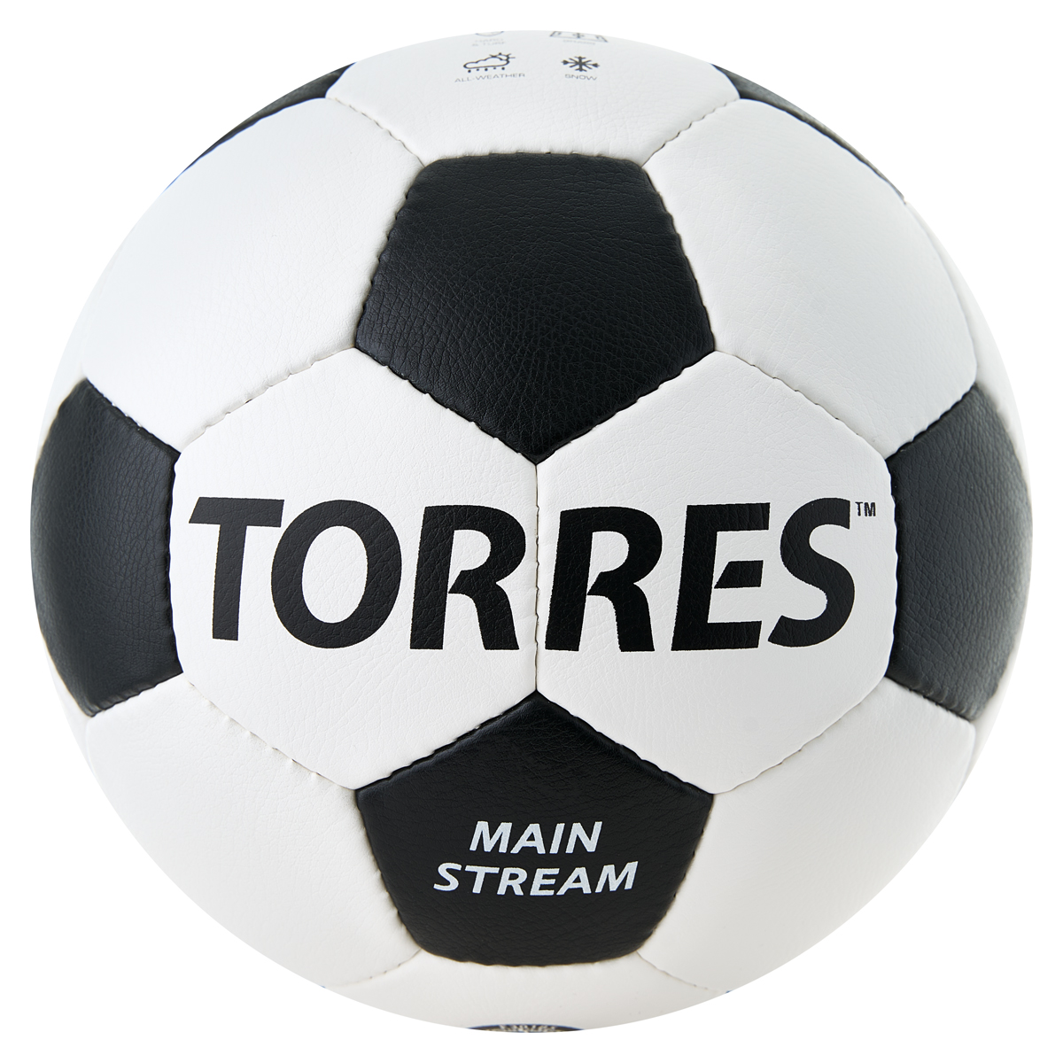 Мяч футб. TORRES Main Stream, F30184,р.4, 32 пан. ПУ, 4 под. слоя, руч. сшив., бело-черный
