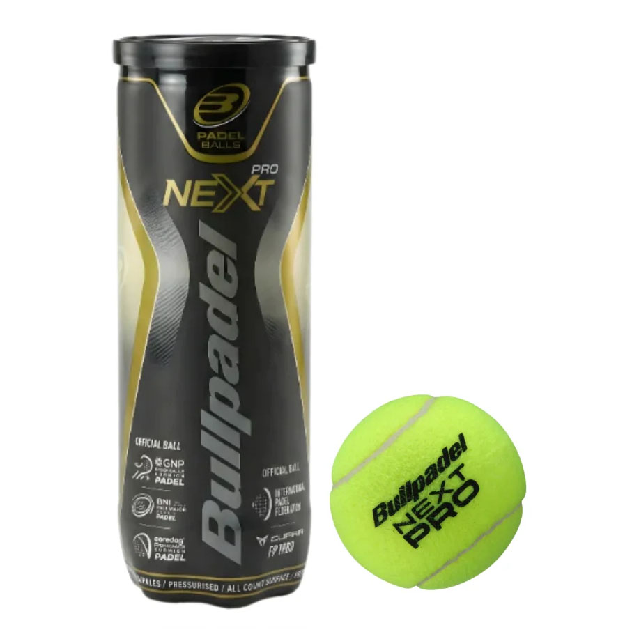 Мяч для падела BULLPADEL Next PRO, AF43000000, уп.3 шт, FIP Approved, войлок, каучук,желтый