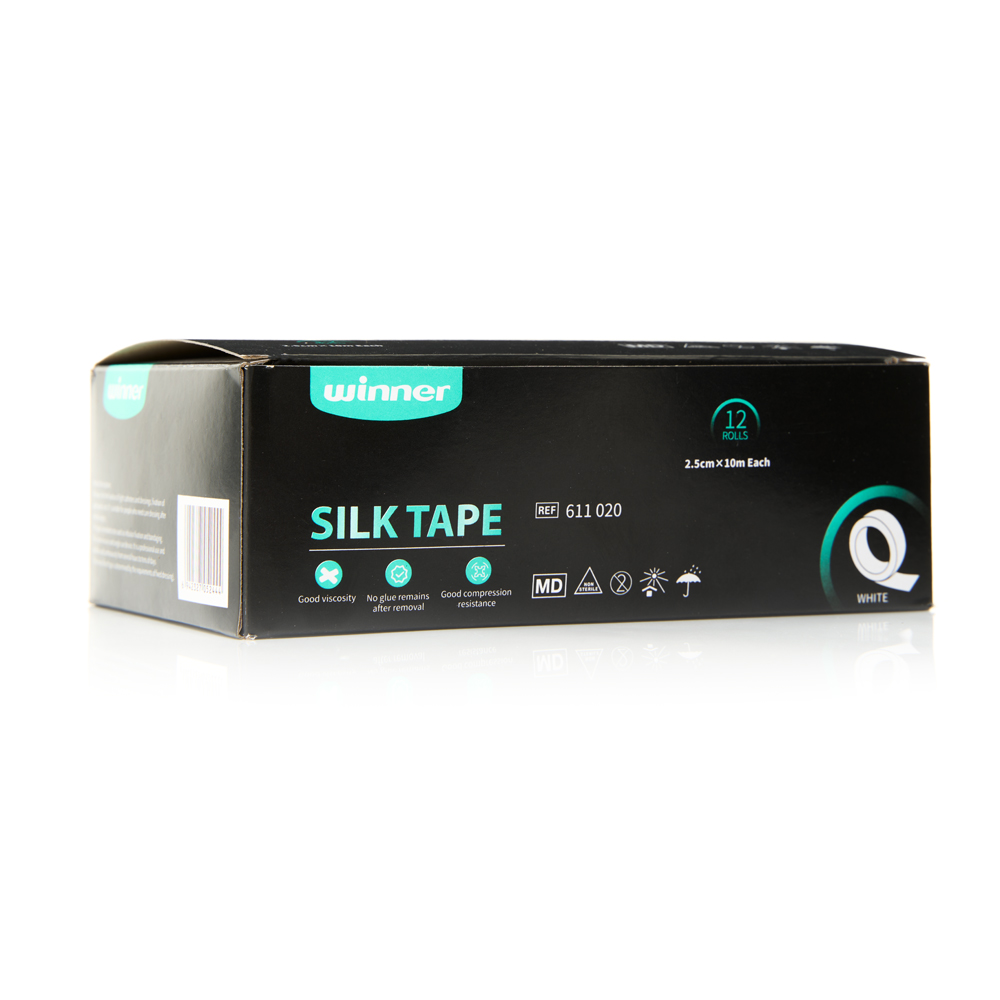 Тейп шелковый спортивный Winner, арт. 611020, 2,5 см*10м, белый, 12 шт/уп