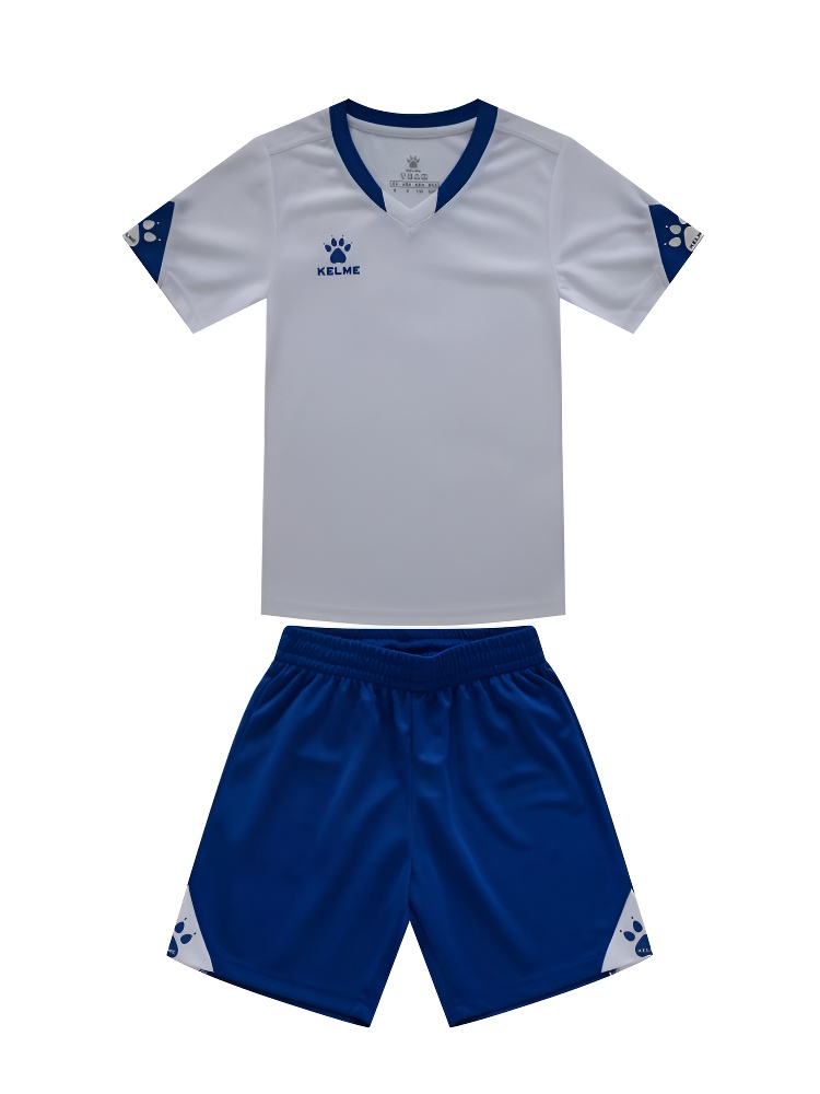 Детская футбольная форма KELME Short Sleeve Football Uniform (White/Blue)