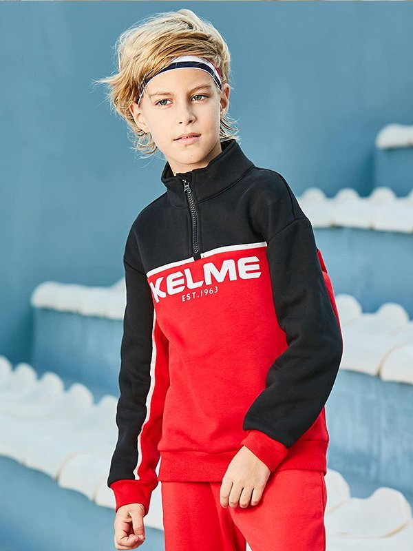 Детская олимпийка KELME Boy's Hooded Sweatshirt (Red/Black)