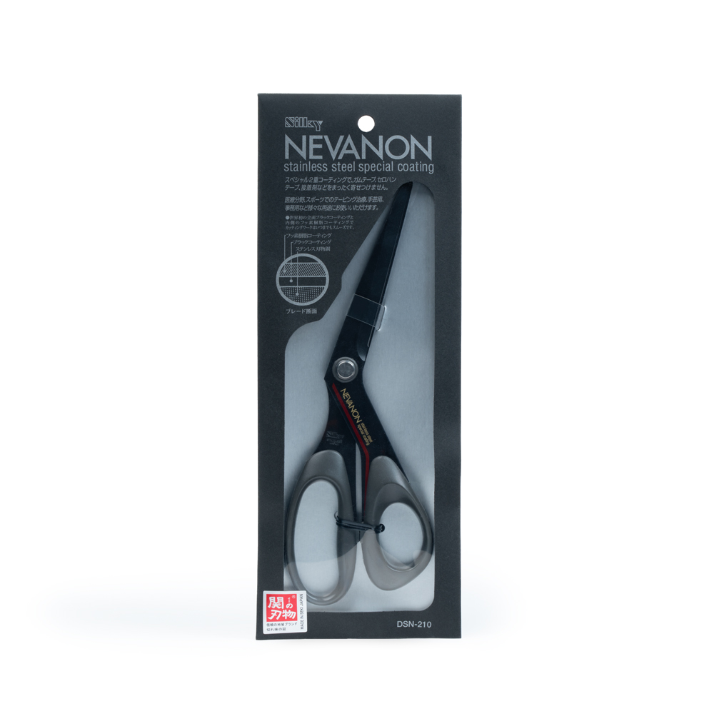 Ножницы для тейпов SILKY Nevanon, арт DSN-210 , тефлоновые, нерж. сталь., чёрно-серый