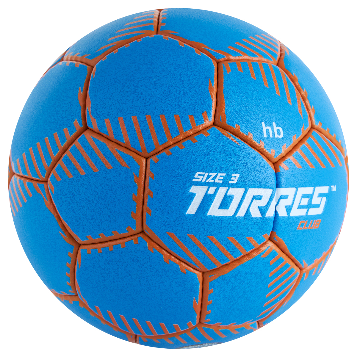 Мяч ганд. TORRES Club, H32443, р.3, ПУ, 5 подкл. слоев, руч. сшивка, синий