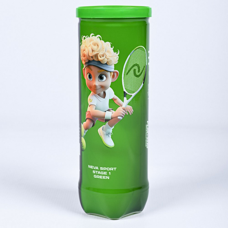 Мяч теннисный детский NS Green, 5021001, уп.3 шт, резина, шерть, нейлон, желто-зеленый