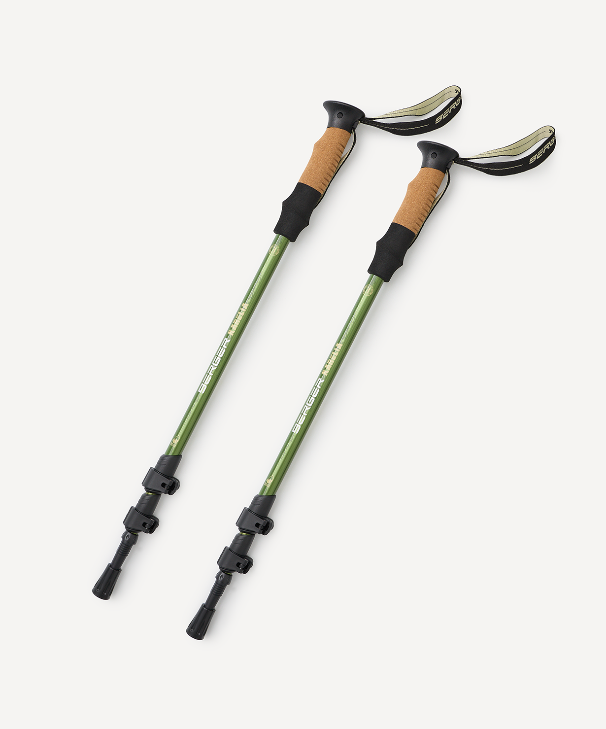 Треккинговые палки BERGER Hiking Karelia, 65-135 см, 3-секционные, зеленый
