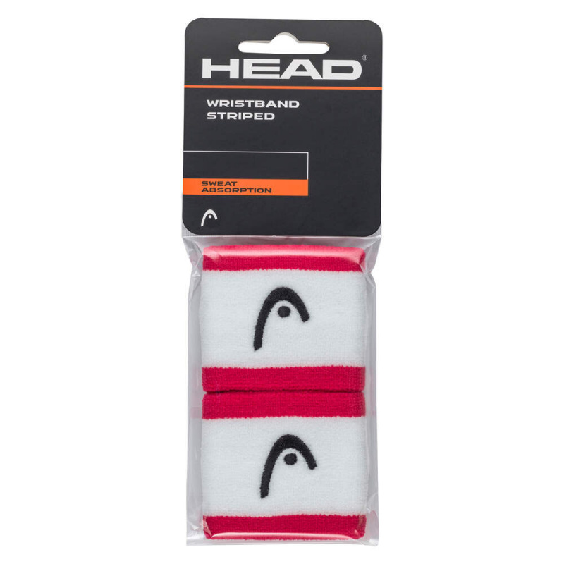 Напульсники HEAD 2,5" stripped, 285864-MAWH, ширина 7см, 90% нейлон, 10% эластан,пара,бело-малиновый